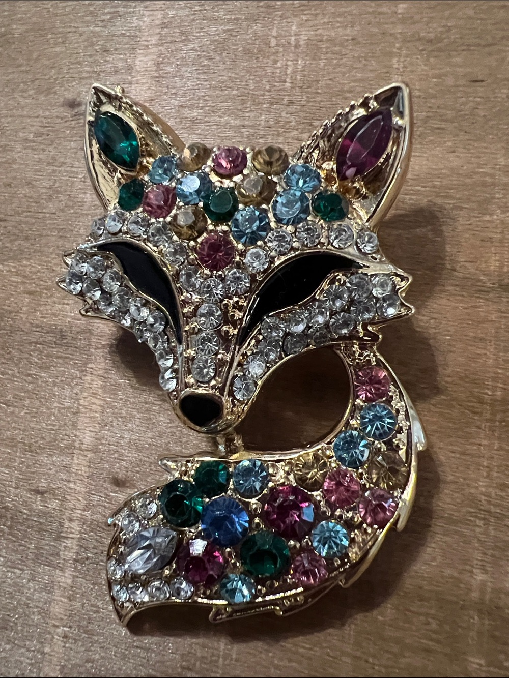 3/$18 Gold Fox Crystal Brooch Lot 273 - Picture 3 of 6